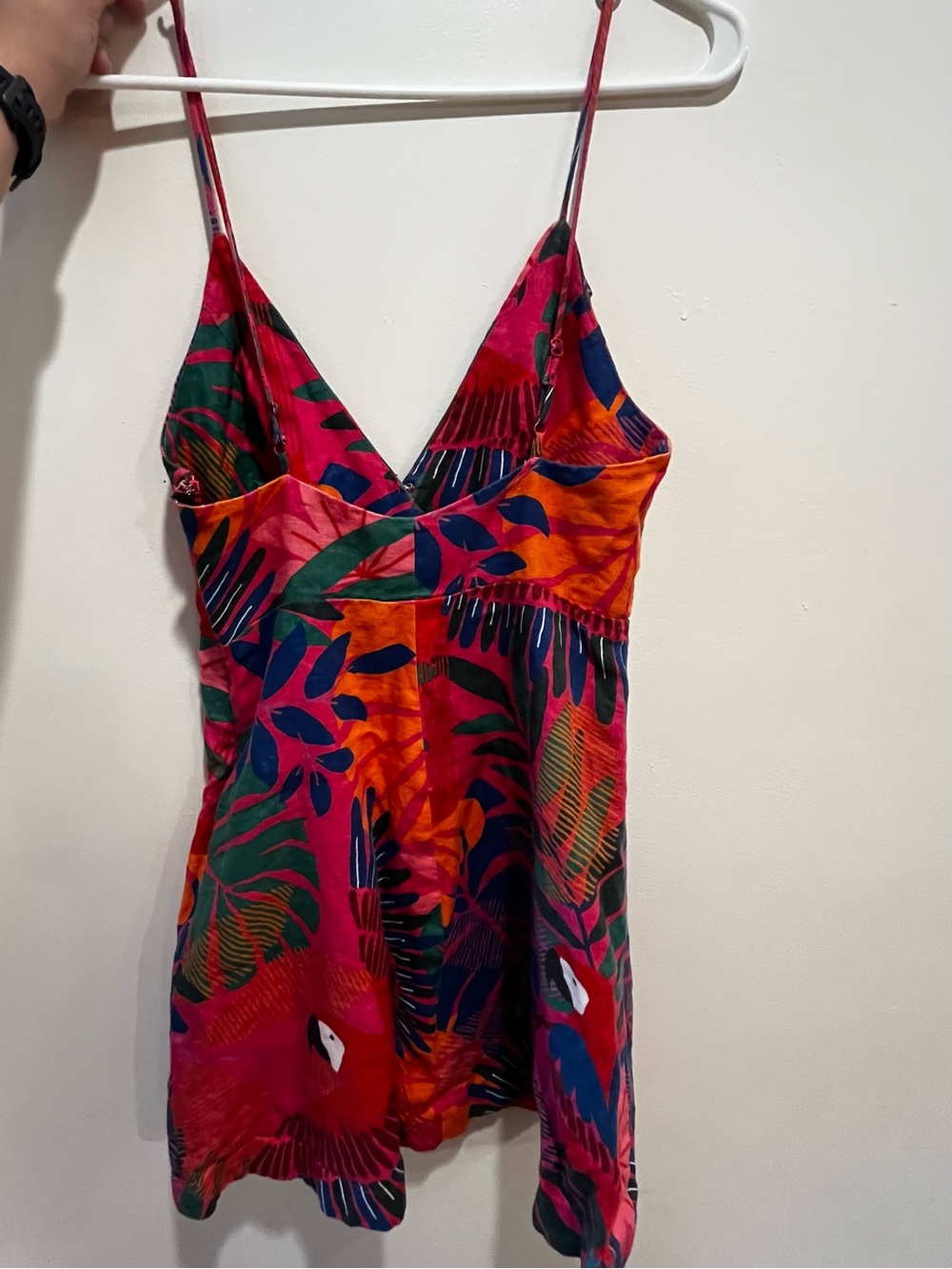 FARM Rio Tropical Parrot Mini Dress in Pink, Red, Orange, Green - Picture 3 of 9